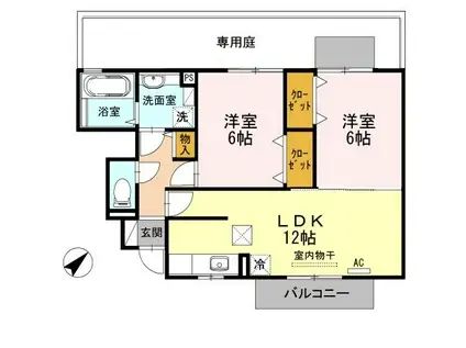 セジュール本郷(2LDK/1階)の間取り写真