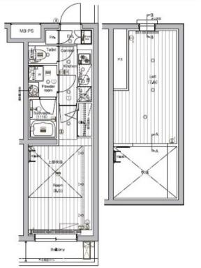  PREMIUM CUBE G 三軒茶屋(1K/4階)の間取り写真