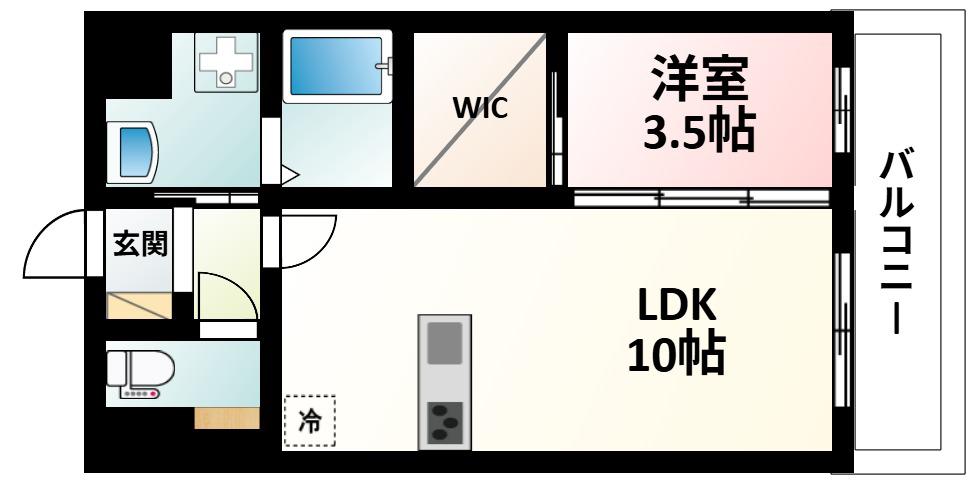 ALIVIS三国本町(1LDK/2階)の間取り写真