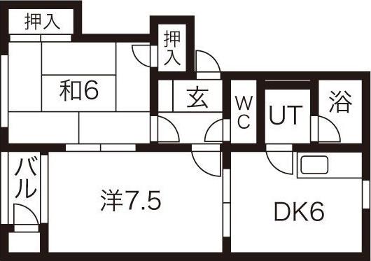 アップルヴィレッジY棟(2DK/2階)の間取り写真