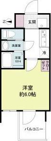 セレニテフラン新大阪(1K/6階)の間取り写真