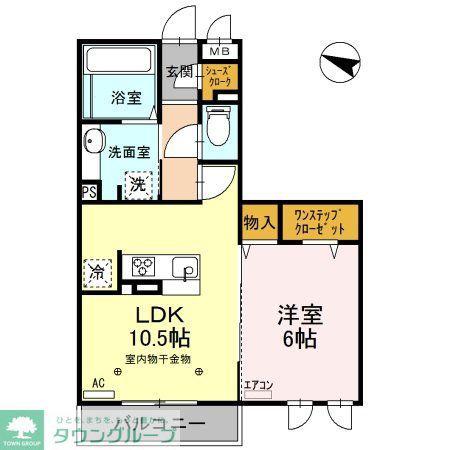 ロイジェントパークスレイクタウンE(1LDK/2階)の間取り写真