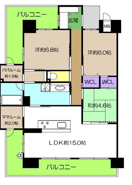 アルファステイツ愛宕山(3LDK/10階)の間取り写真