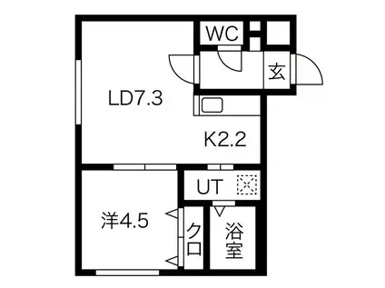 ガレドロータス(1LDK/1階)の間取り写真