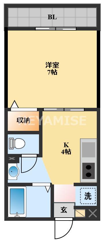 フレグランスNAO(1K/1階)の間取り写真