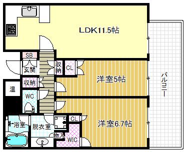 シティタワー西梅田(1SLDK/12階)の間取り写真