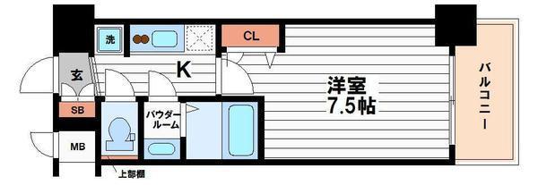 プレサンス堺筋本町センティス(1K/6階)の間取り写真