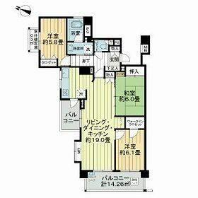 セザール千歳船橋コルティーレ(3LDK/3階)の間取り写真