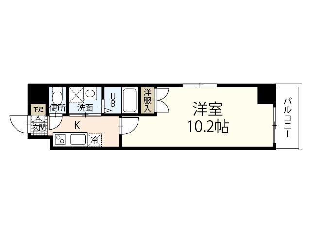 SOLEADO十日市(1K/3階)の間取り写真