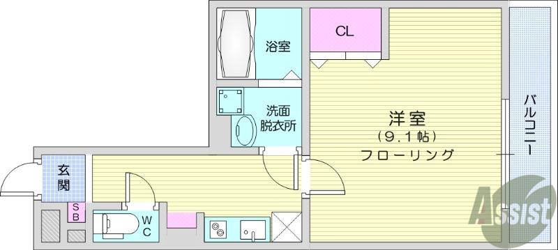 COSMO CITYⅡ(1K/3階)の間取り写真