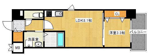 S-RESIDENCE天満町 BARK(1LDK/10階)の間取り写真