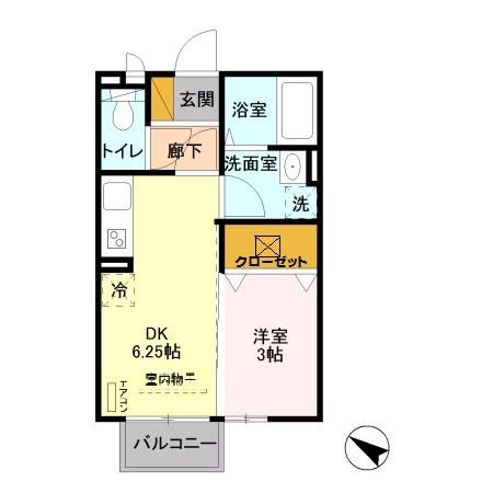 LEAP(1DK/1階)の間取り写真