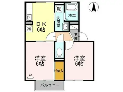 アベイユB(2DK/2階)の間取り写真