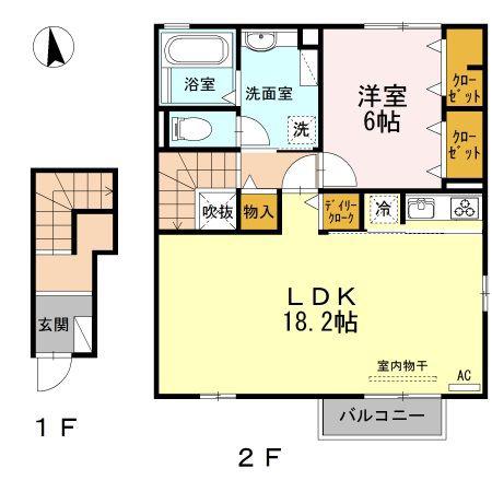 リリーフ佳(1LDK/2階)の間取り写真