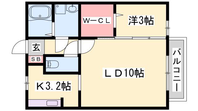 エクセル英賀保八十八 A棟(1LDK/2階)の間取り写真