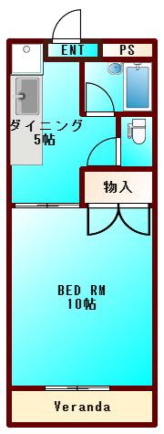エレガンスポアソン(1DK/3階)の間取り写真