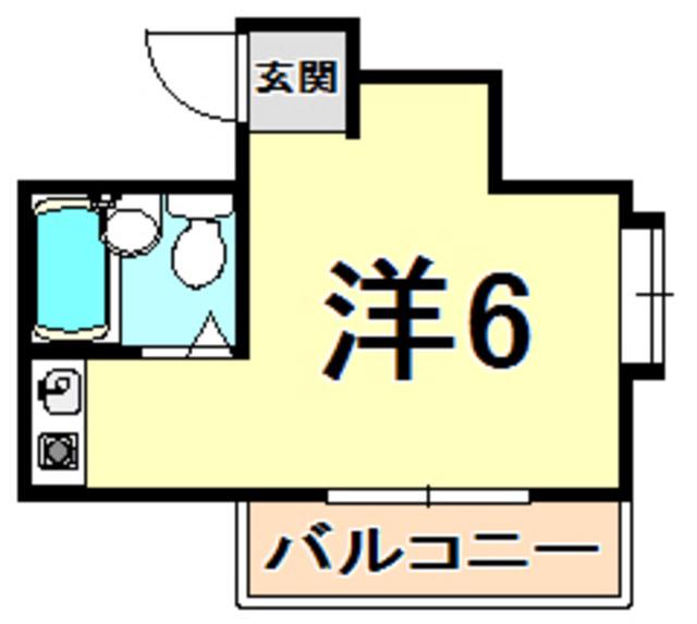グランディア甲東園(ワンルーム/2階)の間取り写真