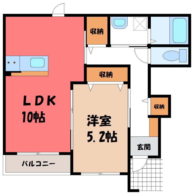 ハートレー(1LDK/1階)の間取り写真