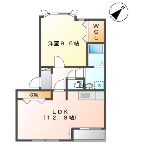 エスポワールII(1LDK/2階)の間取り写真