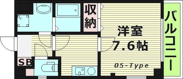 MESSAGE大工大前(1K/2階)の間取り写真