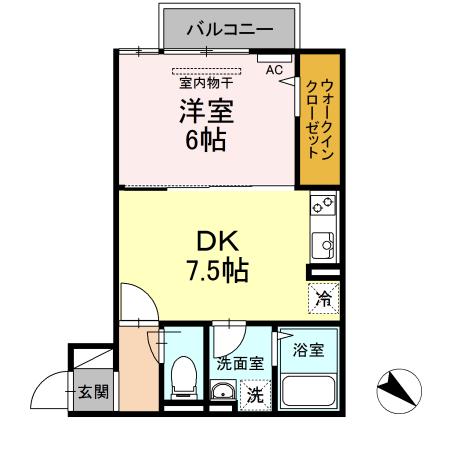 アイリス(1DK/2階)の間取り写真