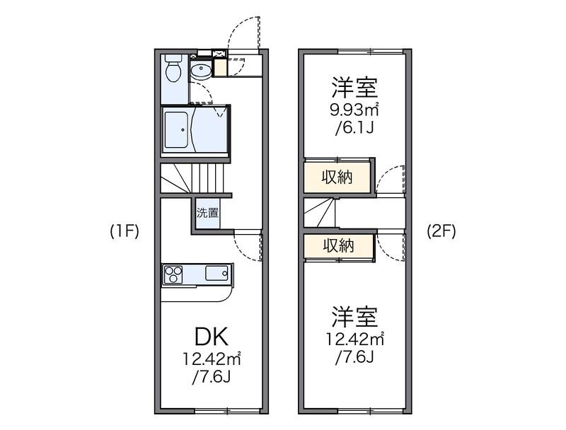 レオパレス東(2DK/1階)の間取り写真