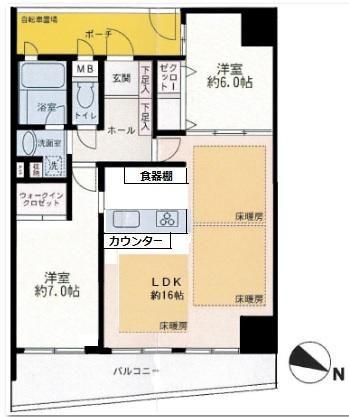 ロワール横濱レムナンツ(2LDK/7階)の間取り写真