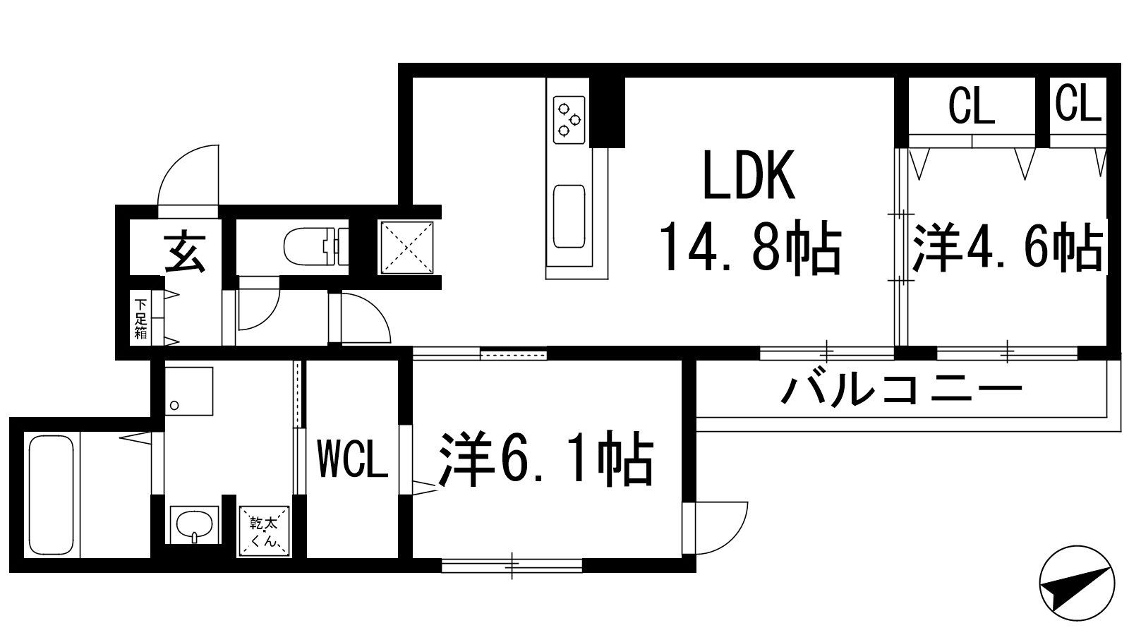 O-CREST池田桃園(2LDK/1階)の間取り写真