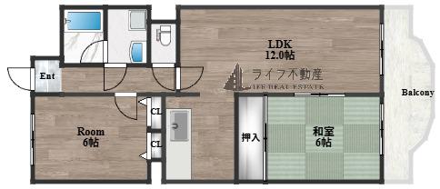 フローリッシュ北田(2LDK/5階)の間取り写真