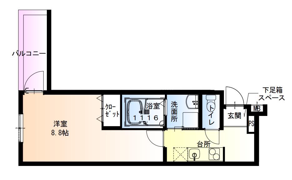 フジパレス東花園イースト(1K/1階)の間取り写真