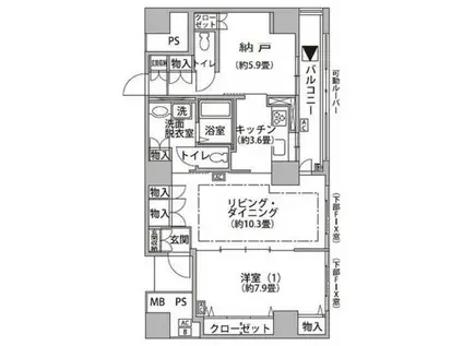 東雲キャナルコートCODAN20号棟(1SLDK/5階)の間取り写真