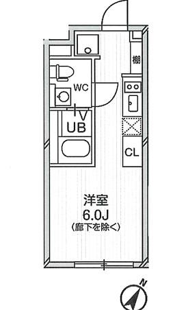 EXAM中目黒II(1K/2階)の間取り写真
