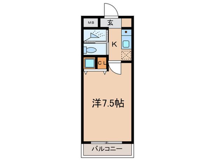 クレール尾山台(1K/2階)の間取り写真