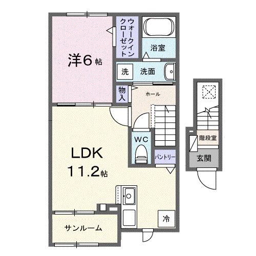 SORA(1LDK/2階)の間取り写真