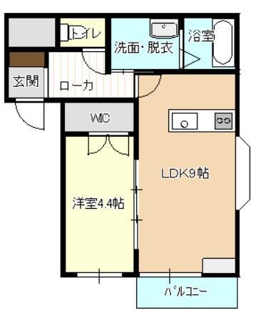 ピース18小松島(1LDK/1階)の間取り写真