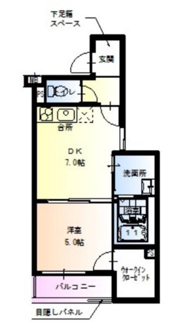 フジパレス新喜多II番館(1DK/2階)の間取り写真