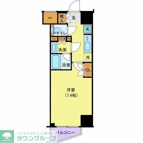ジェノヴィア新宿早稲田グリーンヴェール(1K/13階)の間取り写真