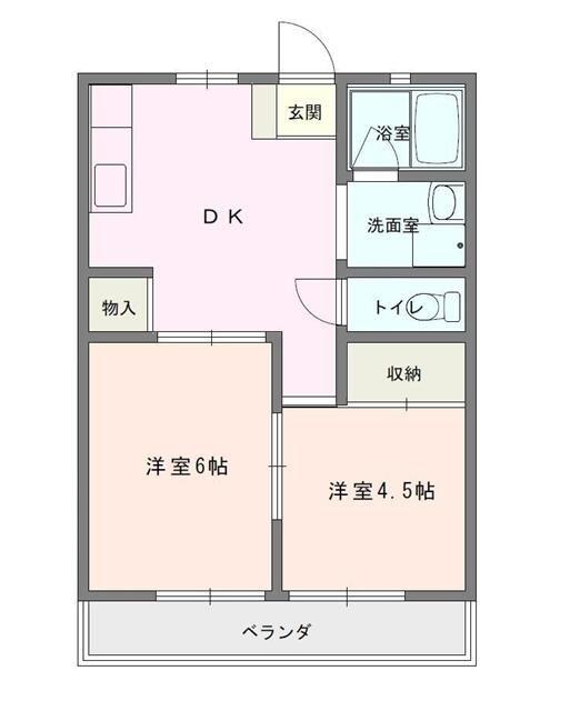パルデンス松尾B(2DK/1階)の間取り写真
