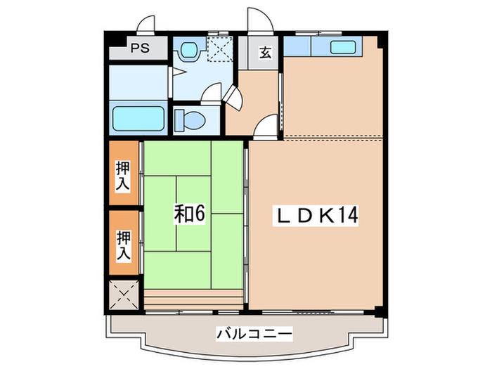 パリーマンション開成(1LDK/4階)の間取り写真