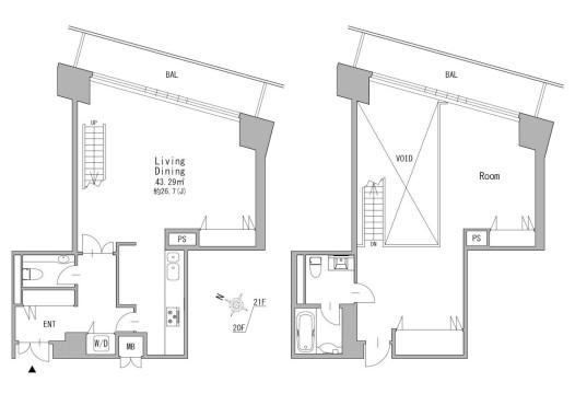 CHASKA CHAYAMACHI RESIDENCE(1LDK/20階)の間取り写真