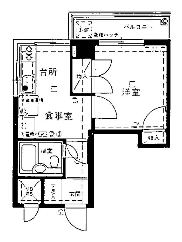 ライオンズマンション豪徳寺(1DK/5階)の間取り写真