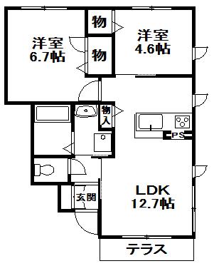 メゾン天神(2LDK/1階)の間取り写真