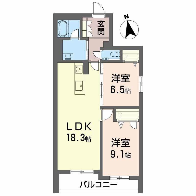 グランシード(2LDK/2階)の間取り写真