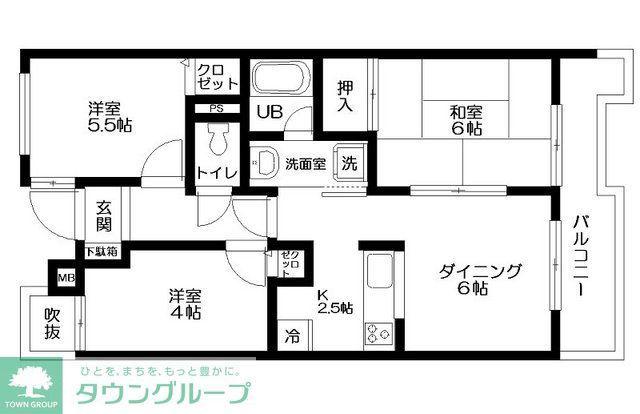日神パレステージ福生(3DK/4階)の間取り写真