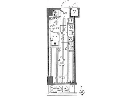 グランド・ガーラ芝公園(1K/3階)の間取り写真
