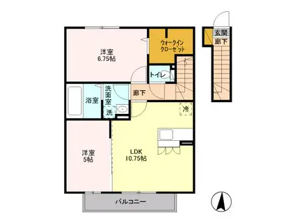 メルベーユカルチェ(2LDK/2階)の間取り写真