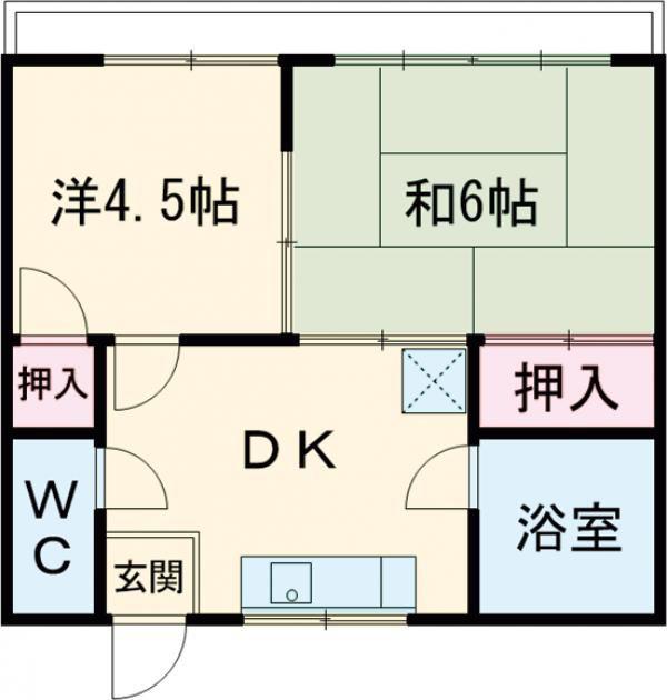 プティボヌール(2DK/2階)の間取り写真