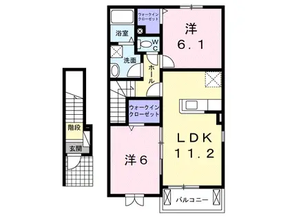 ルーチェ ソラーレI(2LDK/2階)の間取り写真