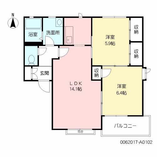グリーンパーク96 A棟(2LDK/1階)の間取り写真