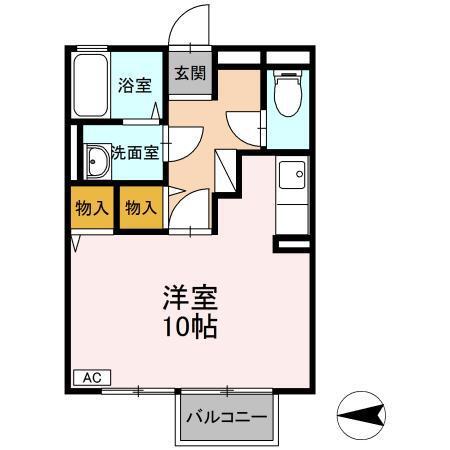 セジュールKEI(ワンルーム/1階)の間取り写真